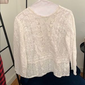 Sezane white embroidery top